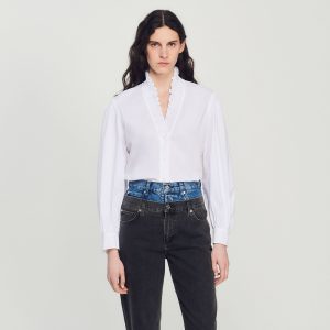 Cotton shirt with fancy collar