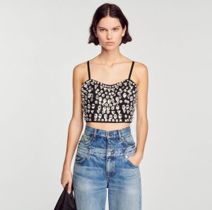 Top embellished with rhinestone gems