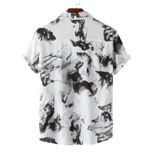 Black Ink Hawaiian Shirt With Lapel