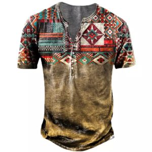 Men’s Vintage Western Ethnic Pattern T Shirt