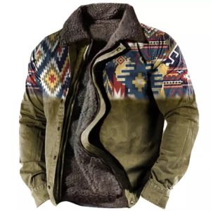 Men’s Outdoor Ethnic Pattern Shirt Jacket