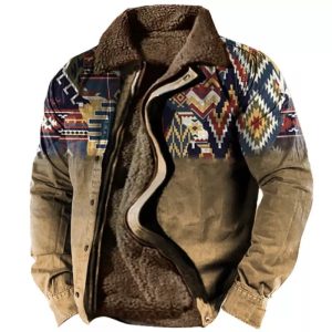 Men’s Outdoor Ethnic Pattern Shirt Jacket