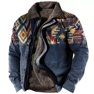 Men’s Outdoor Ethnic Pattern Shirt Jacket