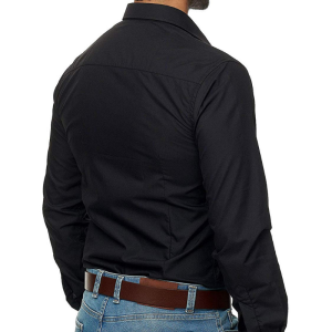 Men’s casual long sleeve solid business shirt