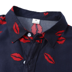 Men’s Long Sleeve Lip Print Shirt