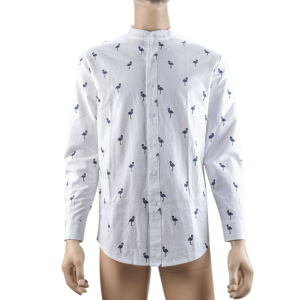 Men’s linen long sleeve flamingos print shirt