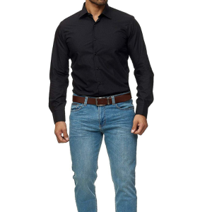 Men’s casual long sleeve solid business shirt