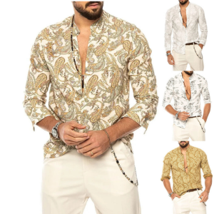 S18 V-Neck Beach Style Button-Down Shirt