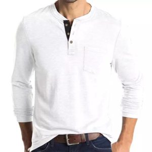 Men’s Half Open Collar Henley T Shirt