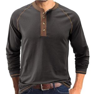 Men’s Breathable Henley Collar T-Shirt