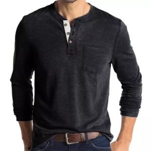 Men’s Half Open Collar Henley T Shirt