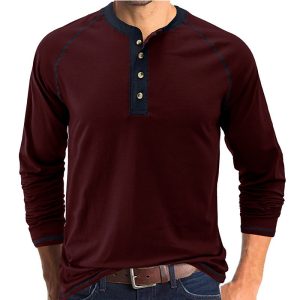 Men’s Breathable Henley Collar T-Shirt