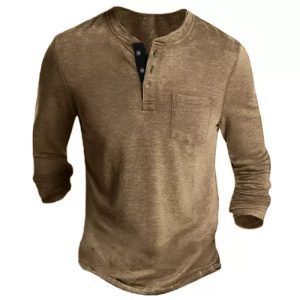 Men’s Half Open Collar Henley T Shirt