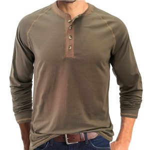 Men’s Breathable Henley Collar T-Shirt