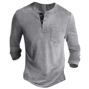 Men’s Half Open Collar Henley T Shirt