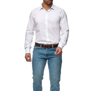 Men’s casual long sleeve solid business shirt