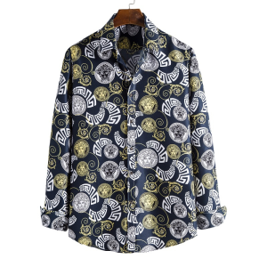 Long sleeve Greek inspired print shirt