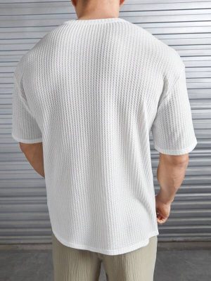 Waffle Pattern Short Sleeve T Shirt