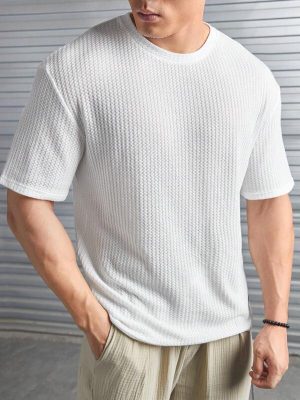 Waffle Pattern Short Sleeve T Shirt