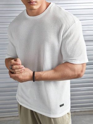 Waffle Pattern Short Sleeve T Shirt