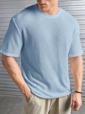 Waffle Pattern Short Sleeve T Shirt