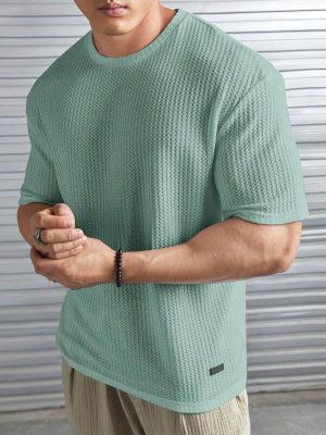 Waffle Pattern Short Sleeve T Shirt