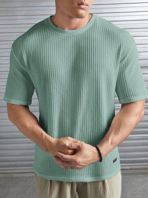 Waffle Pattern Short Sleeve T Shirt