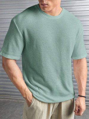 Waffle Pattern Short Sleeve T Shirt
