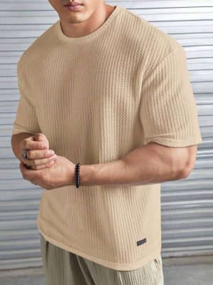 Waffle Pattern Short Sleeve T Shirt
