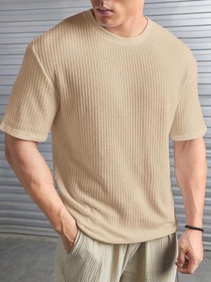 Waffle Pattern Short Sleeve T Shirt