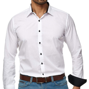 Men’s casual long sleeve solid business shirt