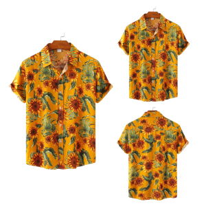 Cotton Yellow Sunflower Short Sleeve Shirt