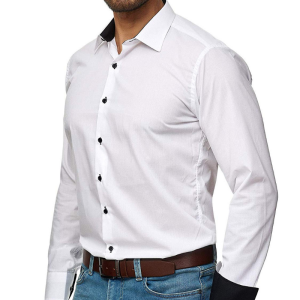 Men’s casual long sleeve solid business shirt