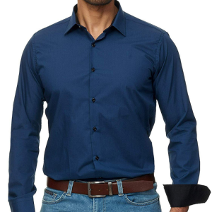 Men’s casual long sleeve solid business shirt