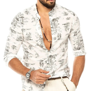 S18 V-Neck Beach Style Button-Down Shirt