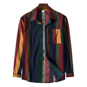 Men’s Clash Cotton and Linen Ribbon Shirt