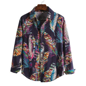 Men’s Feathered Casual Slim Long Sleeve Shirt