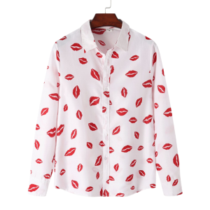 Men’s Long Sleeve Lip Print Shirt