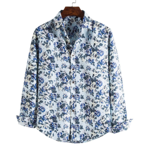 Elegant flowers printed men’s long sleeve shirt