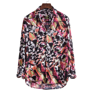 Men’s geometric print casual long sleeve shirt