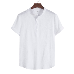 S123 White Cotton And Linen T-Shirt