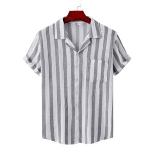 Awning Striped Lapel Collar Casual Shirt