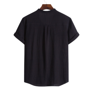 Black Cotton And Linen T-Shirt