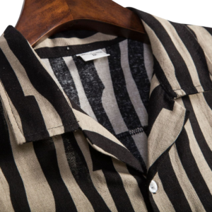 Striped Shirt With Standing Collar