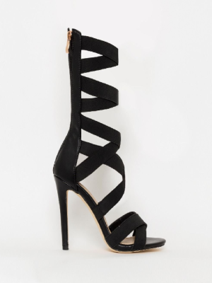 Black Stappy Stiletto Sandals