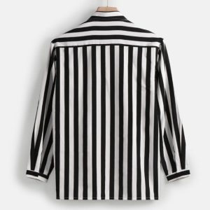 Casual fitted long sleeve color striped shirt