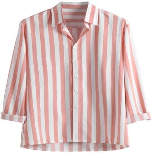 Casual fitted long sleeve color striped shirt