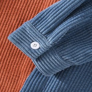 Color Block Corduroy Button Down Shirt