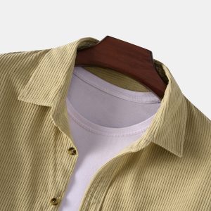 Solid Striped Corduroy Button Down Shirt