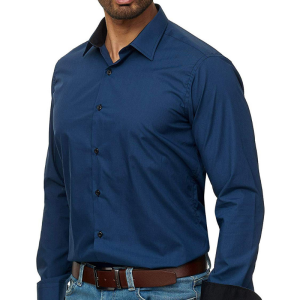 Men’s casual long sleeve solid business shirt